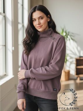 G-Star Women's Asymmetric Button Mock Neck Sweater Fits Sm-Med‎